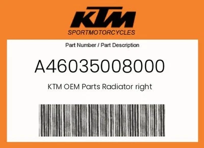 KTM Genuine Radiator Right - A46035008000 Foto 1 de 4