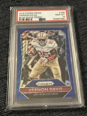Vernon Davis 2015 Prizm #168 Blue Wave Prizm 090/150 PSA 10 GEM MT SF 49ers-NFL - Image 1 of 4