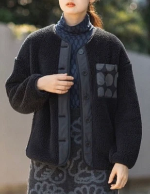 Cárdigan polar Marimekko Uniqlo para mujer gris oscuro negro XS S M L XL NUEVO CON ETIQUETAS Foto 1 de 4