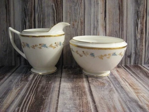 MINTON CHAMPAGNE BONE CHINA FOOTED CREAMER AND OPEN SUGAR BOWL WITH LID - Picture 1 of 1
