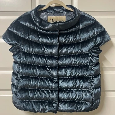 HERNO Emilia крышка рукав пуховик куртка (плащ) в льда синий блестящий - Изображение 1 из 4