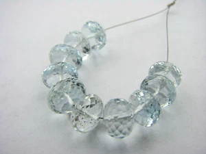 10 Natural Light Blue Topaz Large Roundell Drops Beads - Picture 1 of 1