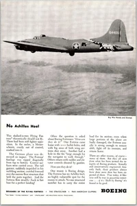 PRINT AD 1943 Boeing Flying Fortress No Achilles Heel WWII Buy War Bonds - Picture 1 of 3