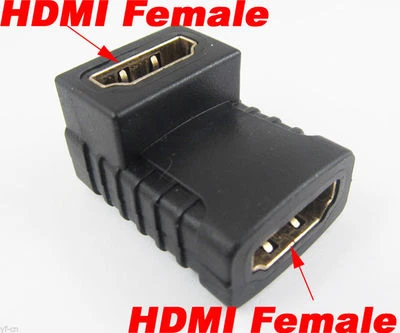 1pc 19pin HDMI Female to Female Jack Right Angle 90D " L" Gold Adapter Converter - Image 1 of 3