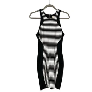 Vestido ajustado Torn by Ronny Kobo S negro a rayas sin mangas hasta la rodilla elástico - Imagen 1 de 9