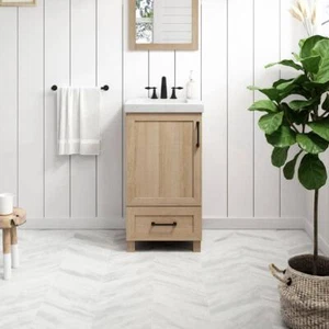 Glacier Bay Single Sink Bath Vanity 18" 1-Drawer Concealed-Hinges Weathered Tan - Picture 1 of 12