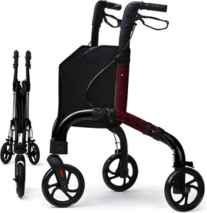 Premium 3-Wheel Rollator Walker – Lightweight, Foldable, Mobility Aid w/ Storage - Picture 1 of 7