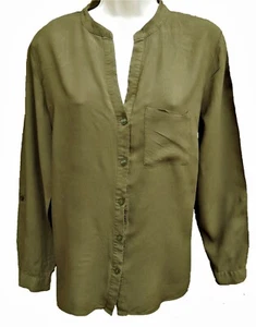 DARK GREEN LONG ROLL SLEEVE LIGHTWEIGHT BLOUSE, ATMOSPHERE, SIZE UK 14,  LT510 - Picture 1 of 3