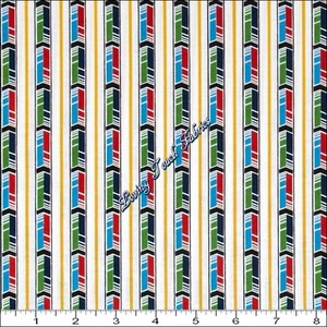 QUILTING TREASURES "FAST FRIENDS" #23895-Z THOMAS THE TRAIN GESTREIFTER STOFF 1/2 Y - Bild 1 von 2