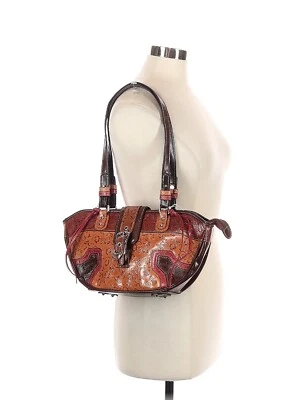 $139 NUEVO CON ETIQUETAS M.C. Bolso de Hombro Cartera Marc Chantal Marrón Flor Cuero Repujado  Foto 1 de 4