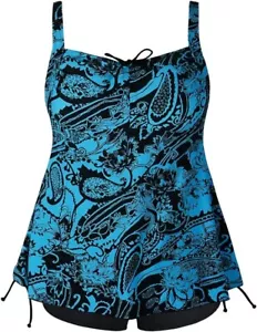Septangle WomenS Plus Size Bathing Suits Paisley Print Two Piece Swimsuit sz 16 - Picture 1 of 6