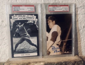 Lot Of 2 Authentic HOF Autograph PSA/ DNA Cards 5X7 BOB FELLER & Robin Roberts - Picture 1 of 5