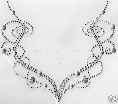 Hotfix Strass Bügelbild  Kette Ausschnitt Crystal-Silber 121104 - Bild 1 von 2