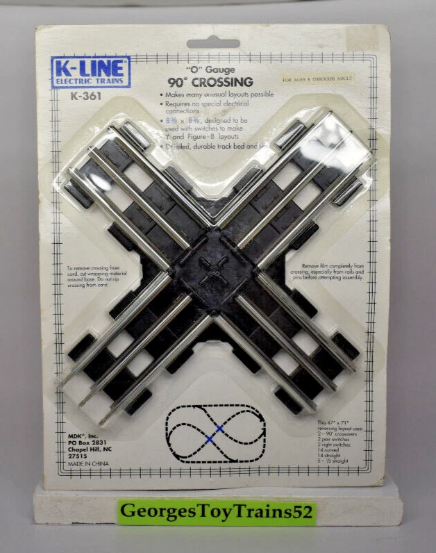 K-LINE 3-RAIL  O GAUGE 90* CROSSING TUBULAR WORKS WITH LIONEL K-361 MSRP $21 - Image 1 of 2