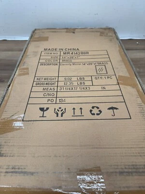 Espejo de pared de baño con marco rectangular elegante iluminación MR41428BR, latón Foto 1 de 4