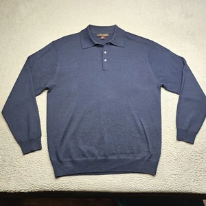 Linea Uomo Shirt Adult Large Wool Blend Dark Blue Long Sleeve Collared Mens - Picture 1 of 15