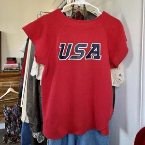 Vintage Champion Blue Bar Sweatshirt Cut Off USA Small - Picture 1 of 4