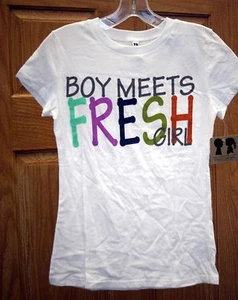 NWT BOY MEETS GIRL ECO ORGANIC COTTON WHITE SHORT SLV T SHIRT-SIZE MED- MSRP $41 - Picture 1 of 4