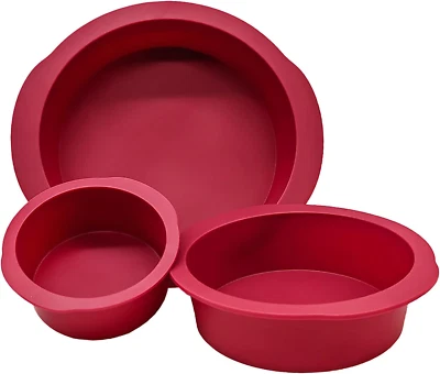 3 Stück Silikon Kuchenformen Rund, Backformen Set 10 cm, 15 cm, 20 cm, Antihaft, - Bild 1 von 4