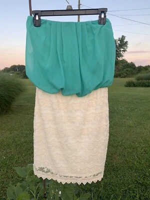 Charlotte Russe Strapless Dress/Blousy Top Over Lacy Bottom/Size M - Image 1 of 4