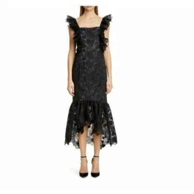 BADGLEY MISCHKA Collection Black Lace Cocktail Dress High Low SZ 8 NEW $700 - Image 1 of 4