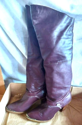 Botas para mujer DINGO talla 7M rojas granate hasta la rodilla 3,5" tacones de madera punta de metal occidentales Foto 1 de 4