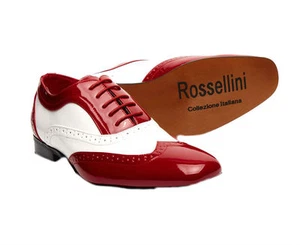 Zapatos de boda forrados de cuero Borsalino rojos y blancos para hombre Reino Unido 6 -12 - Imagen 1 de 3