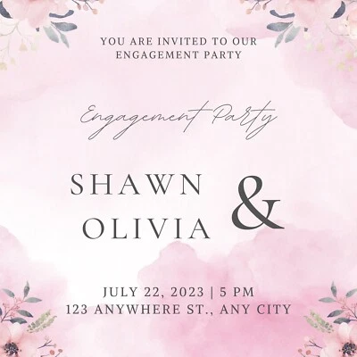 Customizable Wedding Engagement Invite Templates #7 DIGITAL DOWNLOAD - Image 1 of 4