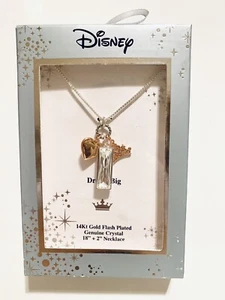 "Collar Disney Dream Big enchapado en oro de 14kt cristal genuino de 18"" + 2"" NUEVO - Imagen 1 de 5