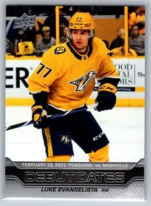 2023 Upper Deck Luke Evangelista Debut Dates #DD-3 Nashville Predators - Picture 1 of 2