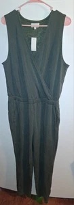 NWT Lou & Grey Olive Sleeveless Vneck Pants Romper Sz L - Picture 1 of 2
