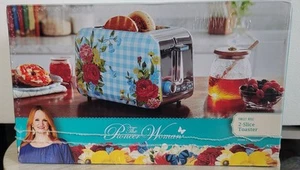 Pioneer Woman Sweet Rose Two Slice Toaster Floral Blue White Gingham - NIB - Picture 1 of 6