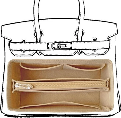 Inserção organizadora de bolsa para bolsa Birkin 35, feltro BK-35, bege  - Imagem 1 de 4
