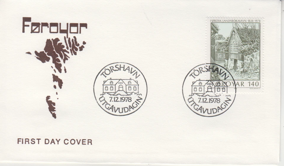 FAROE ISLANDS : 1978  FDC/ COVER - SCOTT # 39  LIBRARY - Image 1 of 1