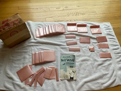 VTG 65 Pc Pink Plastic Wall Tile Tilecrest 52 New 10 Used Flamingo - Image 1 of 4