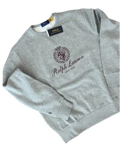 NWT POLO RALPH LAUREN Men Grey Crewneck “Ralph Lauren New York” Sweatshirt Lg - Picture 1 of 3