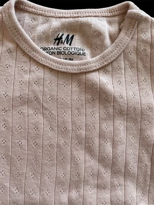 H&M Nuevo sin Etiquetas Blush Manga Corta Algodón Orgánico Tejido Pointelle Body-3Mos Foto 1 de 4