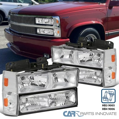 Fits 88-93 Chevy C10 C/K Suburban Yukon Headlights+Bumper+Corner Lamps Pair Foto 1 de 4