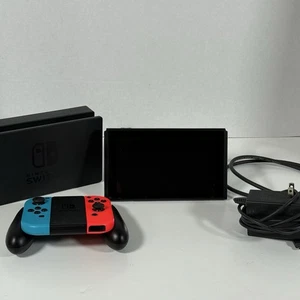Nintendo Switch V2 HAC-001(-01) 32GB Console Dock Neon Joy-Con + Pro Controller - Picture 1 of 10