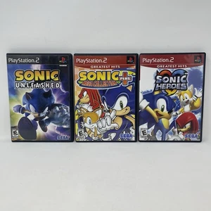 Bundle Lot Sonic Heroes, Mega Collection & Unleashed Sony PlayStation 2 PS2 CIB - Picture 1 of 21