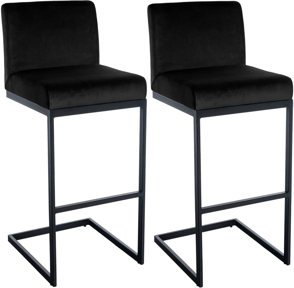 #Lage112 2x Barhocker Hopewell Samt B schwarz Thekenhocker Küchenhocker Hocker - Bild 1 von 1
