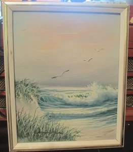 VTG RARE Edmonson framed signed original oil on canvas seascape painting  9 X 11 - Picture 1 of 3