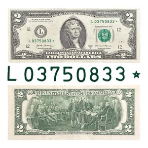 $2 Bill • Rare Partially Solid Star Error Note • Circulated U.S. Currency - Picture 1 of 2