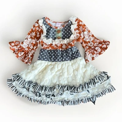 Vestido Giggle Moon Campesino Volantes Talla 2T/3T Cottagecore Boho Shabby Chic Southern Foto 1 de 4
