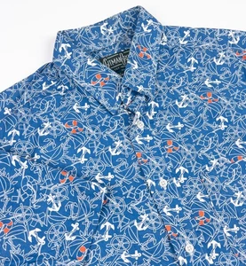 Gitman Bros Vintage Shirt Men's Medium Anchor Nautical Graphic Preppy Blue - Picture 1 of 13