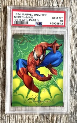 PSA 10 GEM LOW POP RAREST ART 1994 MARVEL '94 FLAIR SPIDERMAN PART V NEW SLAB - Image 1 of 2