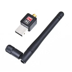 USB 2.0 WLAN WIFI Wireless LAN Dongle Adapter 150mbit Antenne (schwarz mit CD) - Bild 1 von 4