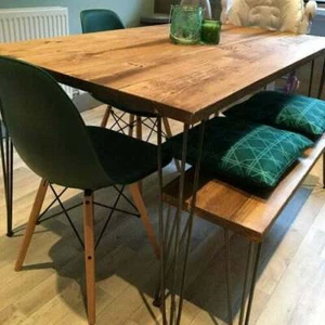 Reclaimed Dining Table With Black Hairpins, Handmade Choice Of Sizes+Colours Eco - Picture 1 of 42