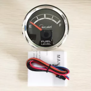 JieCaiZi 52MM Black Fuel Level Gauge 0-90 ohms for Car Truck Boat UTV Blue LED - Picture 1 of 8