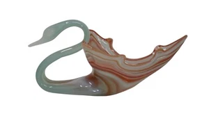 Sooner Art Glas Murano Stil Schwan mundgeblasen Wirbel MCM Schale Vase - Bild 1 von 12